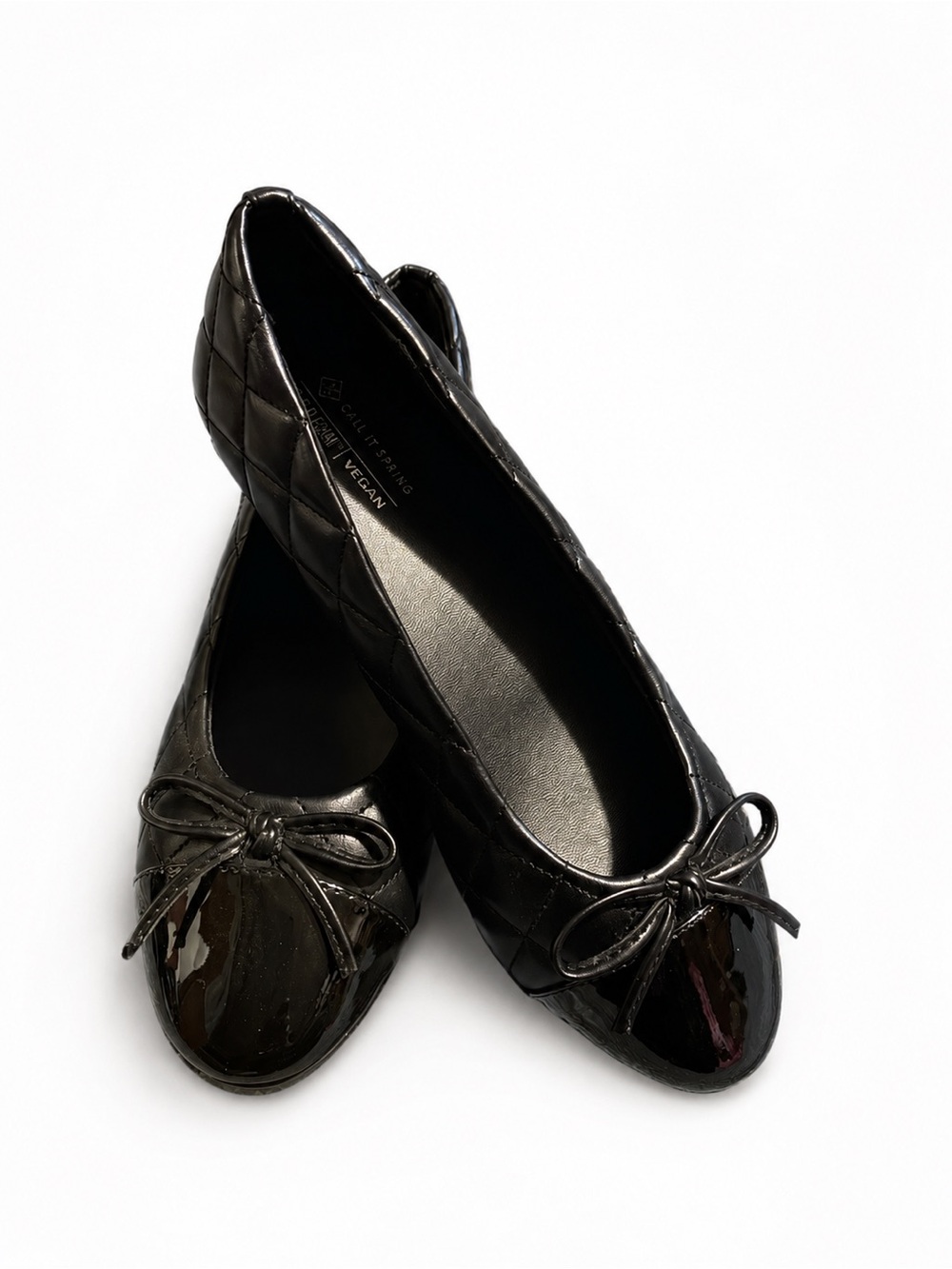 Black Quilted Ballet Flats with Bow ~size 7 New Without Tags